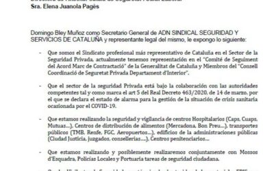 ESCRITO AL DEPARTAMENT DE TREBALL