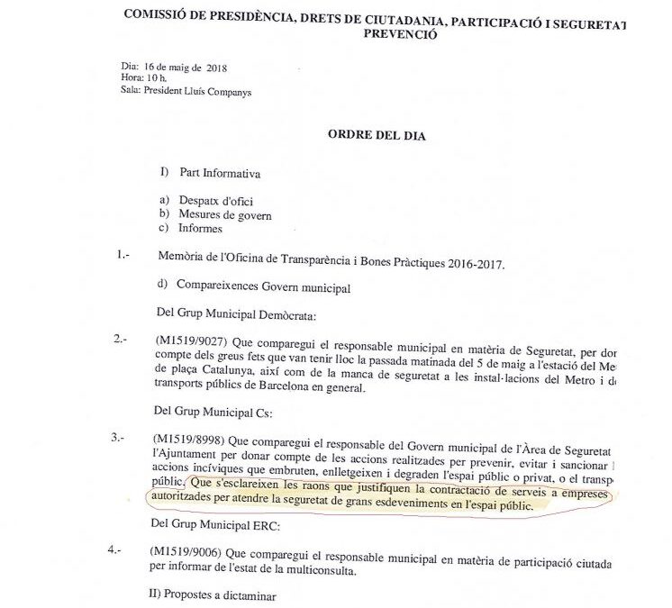 NOS VAN A COGER MANIA EN EL AYUNTAMIENTO DE BARCELONA