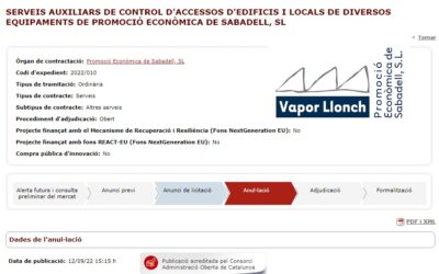 ANULADA LICITACIÓN Promoció Econòmica de Sabadell