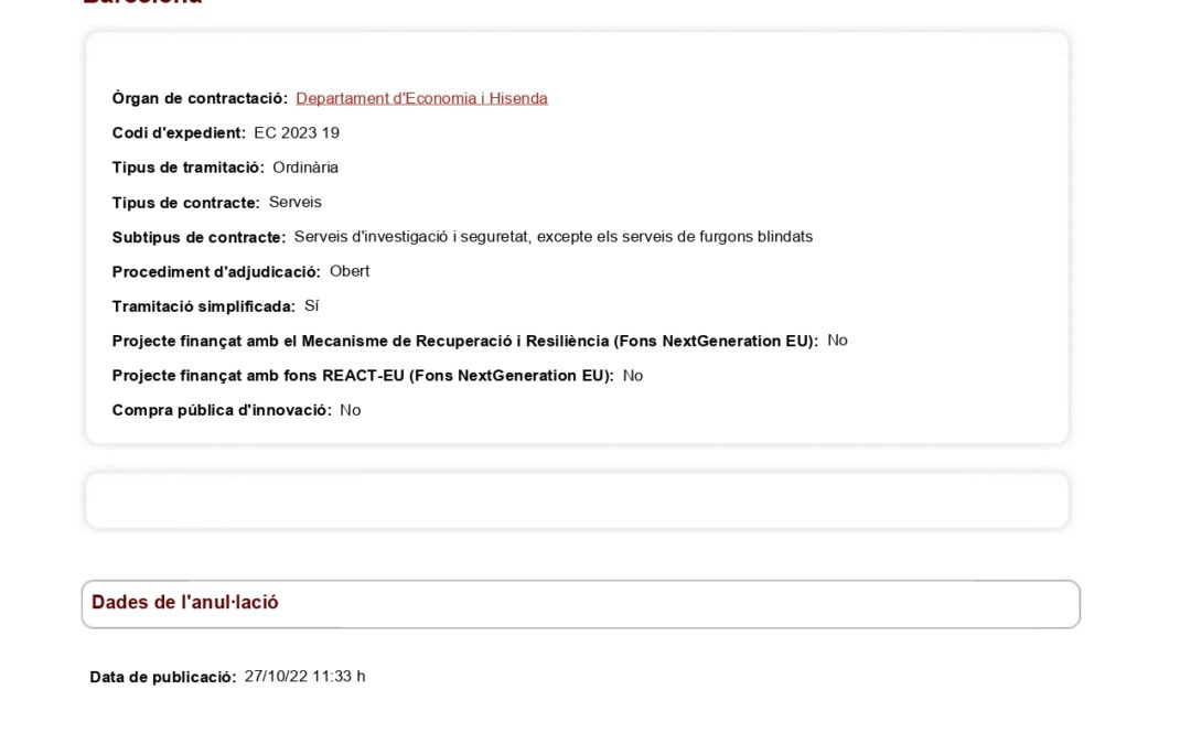 LICITACIÓN DE ECONOMIA Y HACIENDA ANULADA