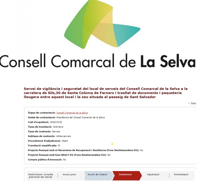 CONSELL COMARCAL DE LA SELVA, DESISTIDA