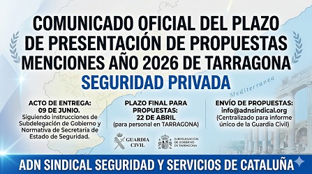 Comunicado Menciones Seguridad Privada TARRAGONA 2026
