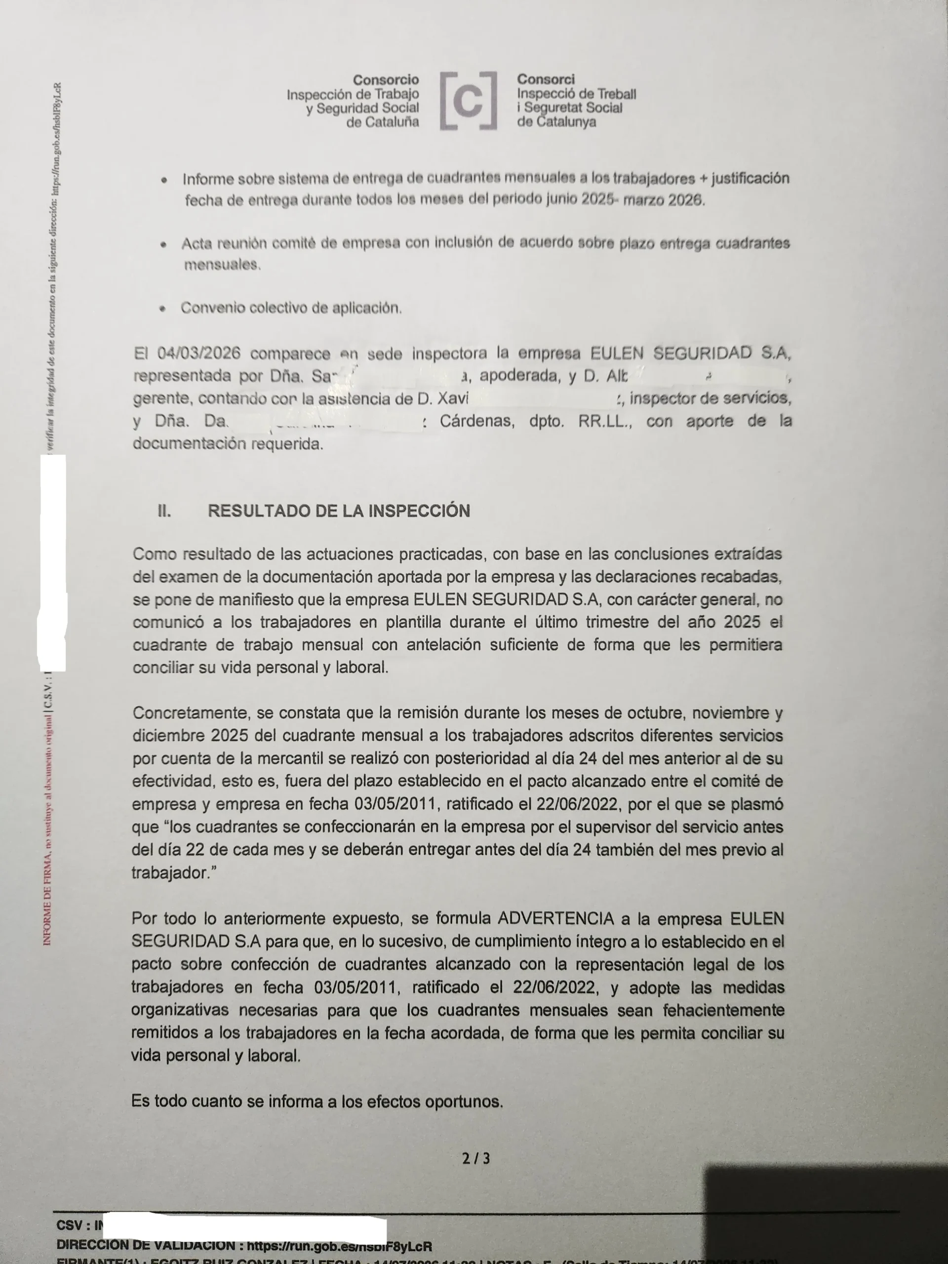 Informe Inspección de Trabajo Eulen Seguridad 2
