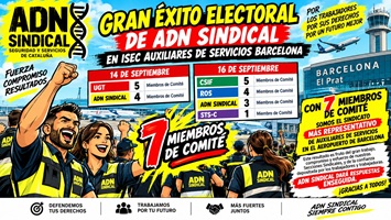 GRAN ÉXITO ELECTORAL DE ADN SINDICAL SEGURIDAD Y SERVICIOS DE CATALUÑA